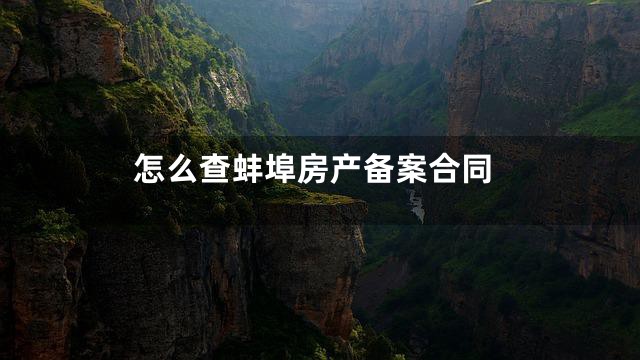 怎么查蚌埠房产备案合同