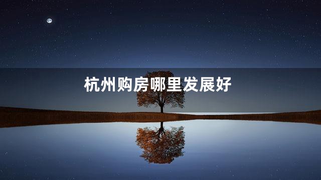 杭州购房哪里发展好