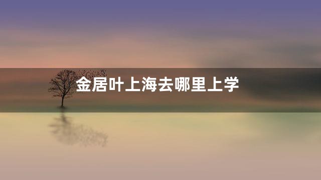 金居叶上海去哪里上学