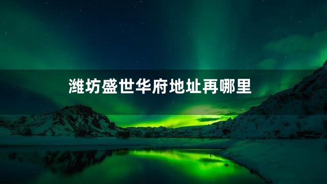 潍坊盛世华府地址再哪里