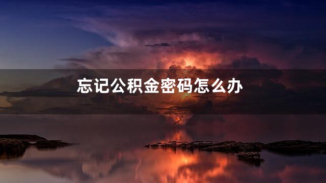忘记公积金密码怎么办