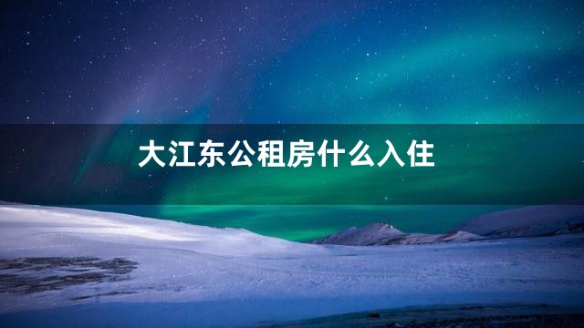 大江东公租房什么入住