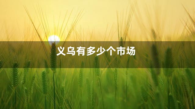 义乌有多少个市场