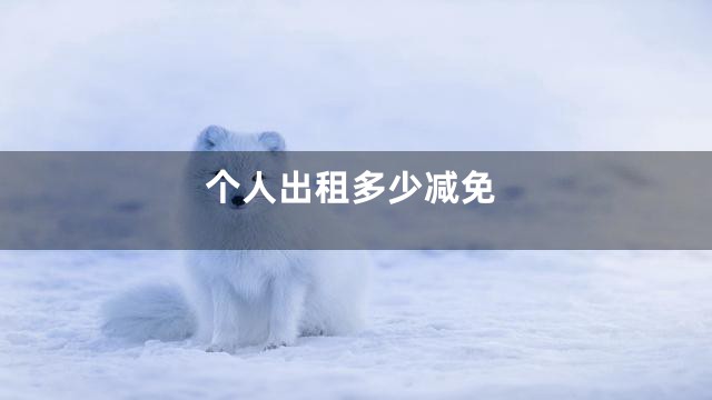 个人出租多少减免