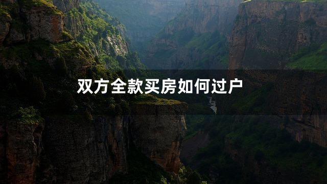 双方全款买房如何过户