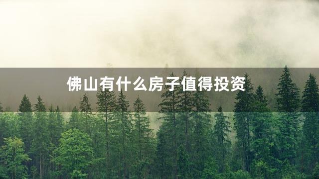 佛山有什么房子值得投资