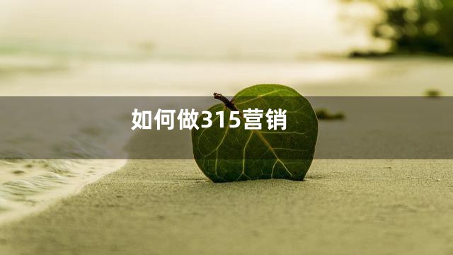如何做315营销