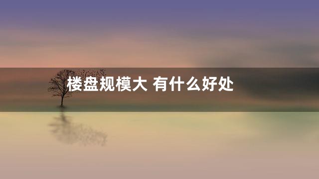 楼盘规模大 有什么好处