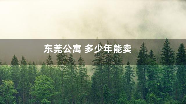 东莞公寓 多少年能卖