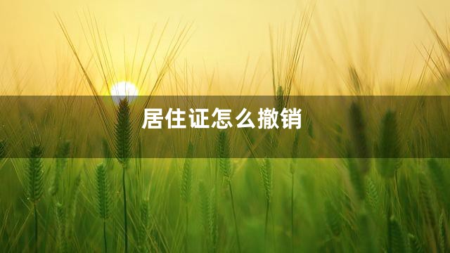 居住证怎么撤销