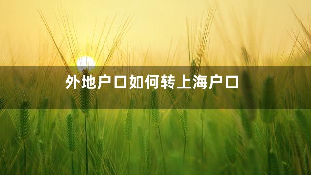 外地户口如何转上海户口