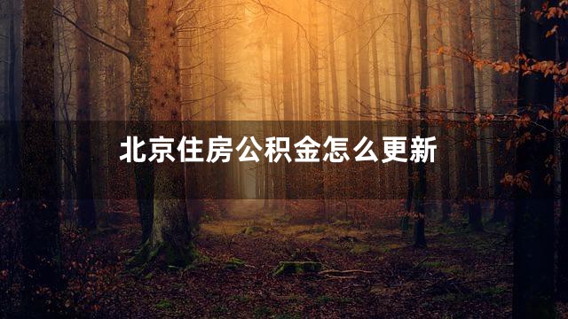 北京住房公积金怎么更新