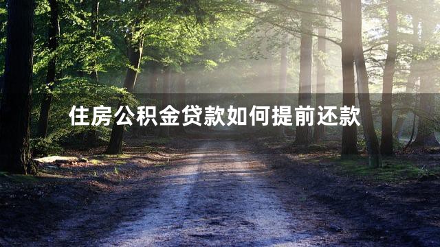 住房公积金贷款如何提前还款