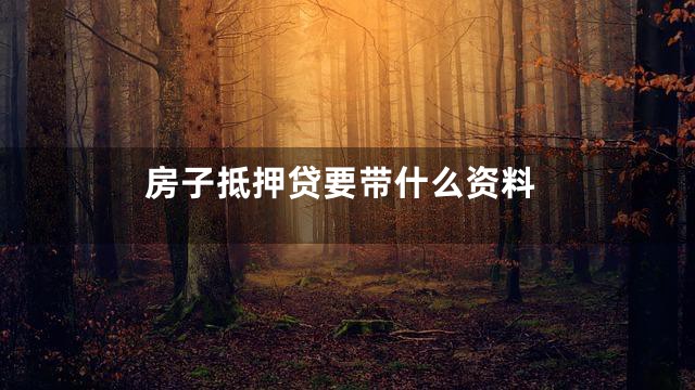房子抵押贷要带什么资料