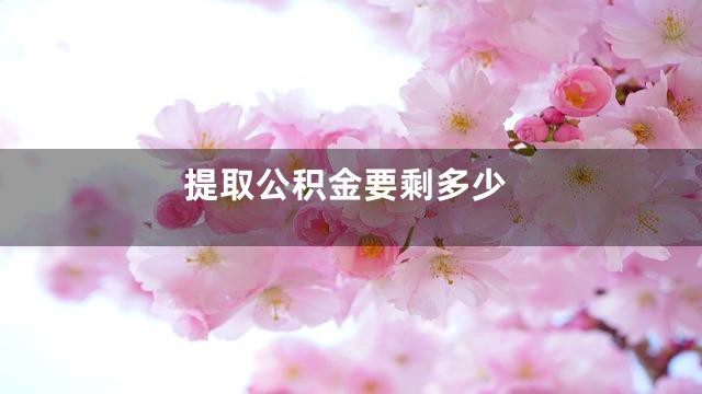 提取公积金要剩多少