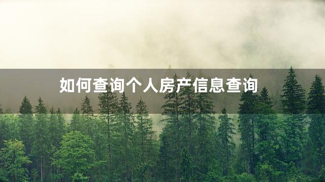 如何查询个人房产信息查询