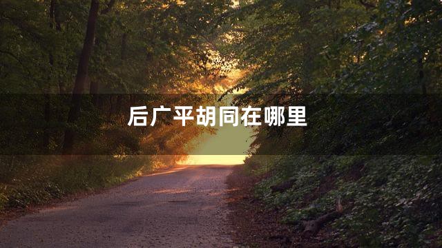 后广平胡同在哪里
