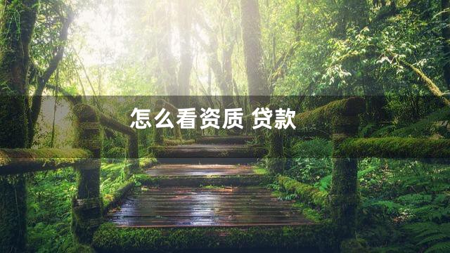 怎么看资质 贷款
