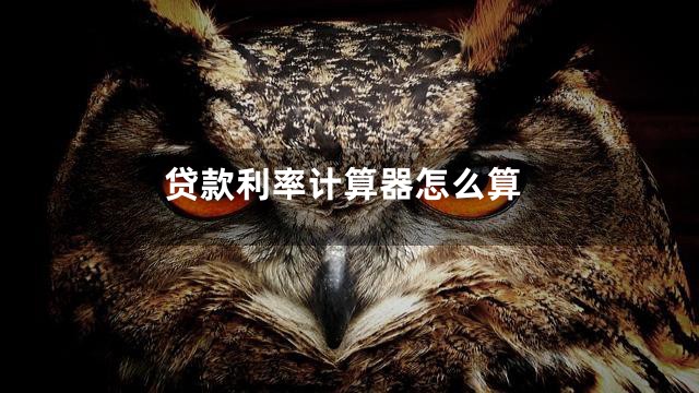 贷款利率计算器怎么算