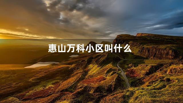 惠山万科小区叫什么