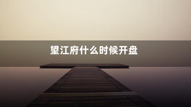 望江府什么时候开盘