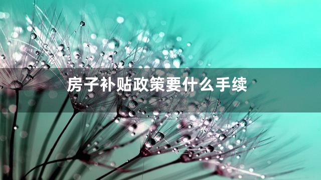 房子补贴政策要什么手续