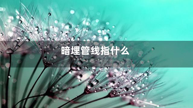 暗埋管线指什么