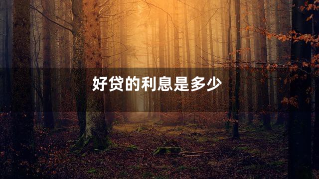 好贷的利息是多少